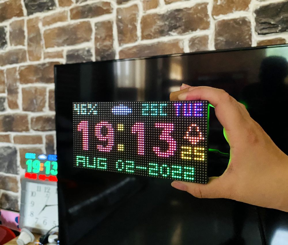 Cool Digital Clock NTP Alarm Clock RBG Matrix led display ESP8266 electronic DIY cool toy gift