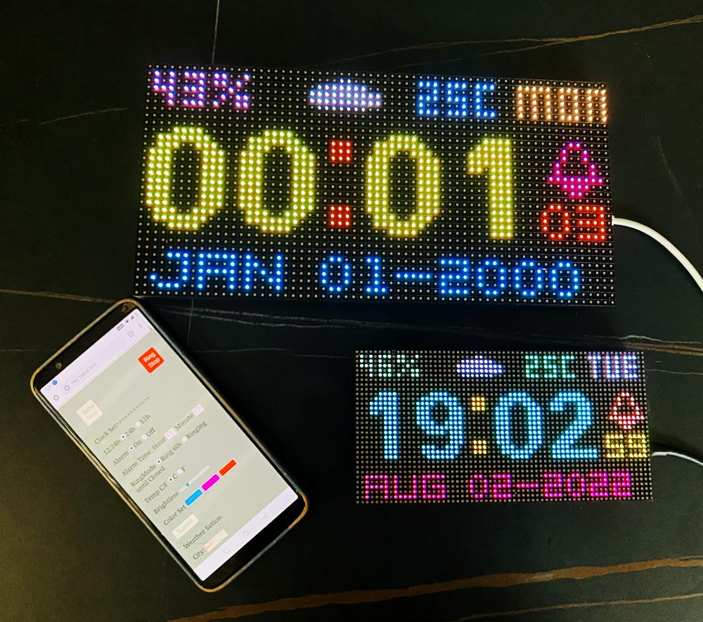 Cool Digital Wifi Clock weather station RBG Matrix LED display electronic DIY education toy geek decorate home