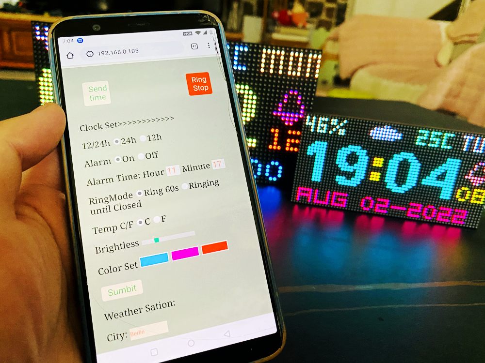 Cool Digital Clock NTP Alarm Clock RBG Matrix led display ESP8266 electronic DIY cool toy gift