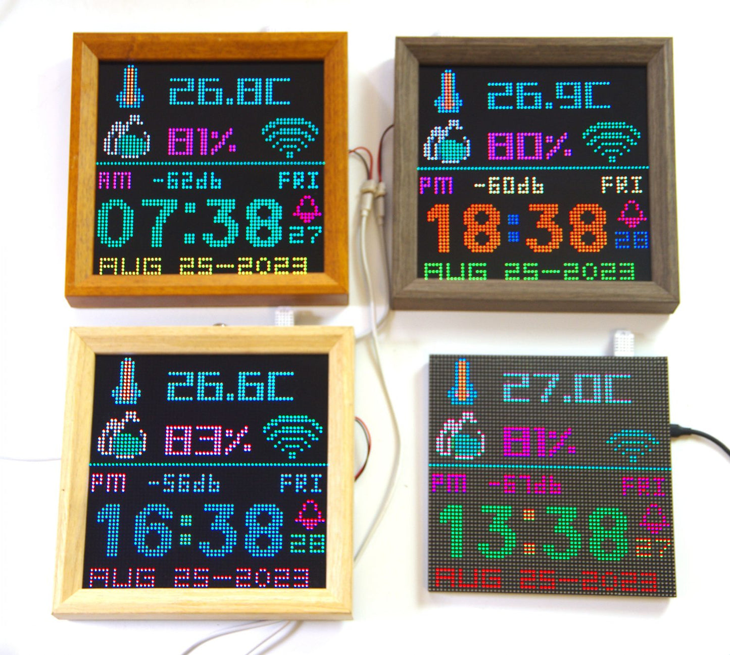Esp8266 Digital Clock Electronic Art DHT22 Colorful LED Temperature and humidity display