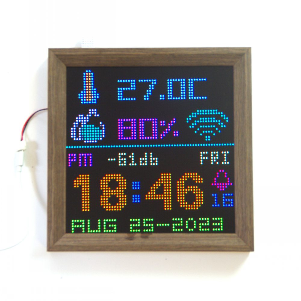 Esp8266 Digital Clock Electronic Art DHT22 Colorful LED Temperature and humidity display