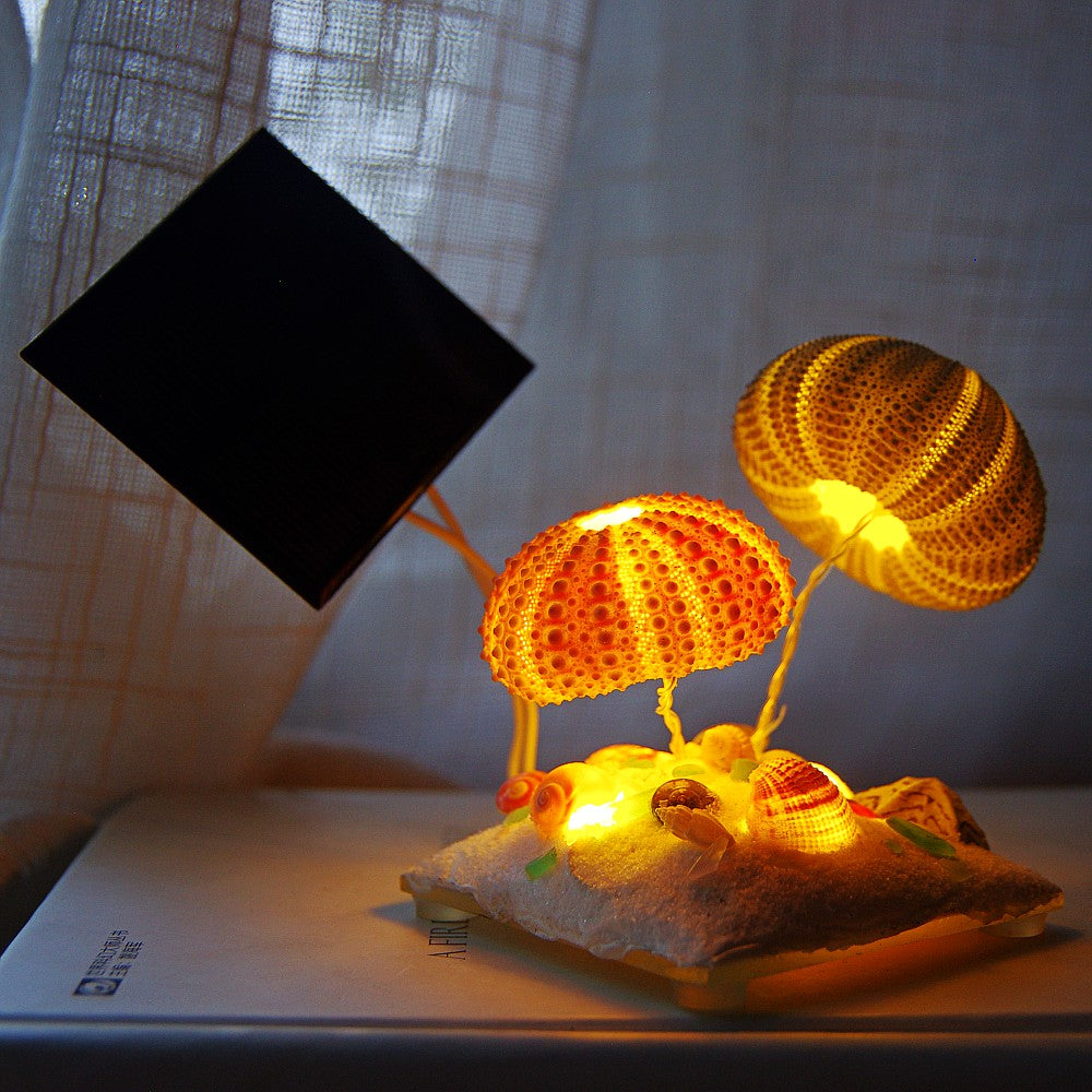 Solar night light Sea urchin Shell light Creative gift for friends desktop bedroom decoration