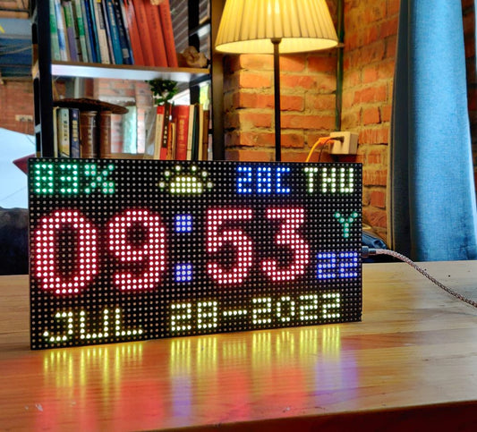 Cool Digital Clock NTP Alarm Clock RBG Matrix led display ESP8266 electronic DIY cool toy gift