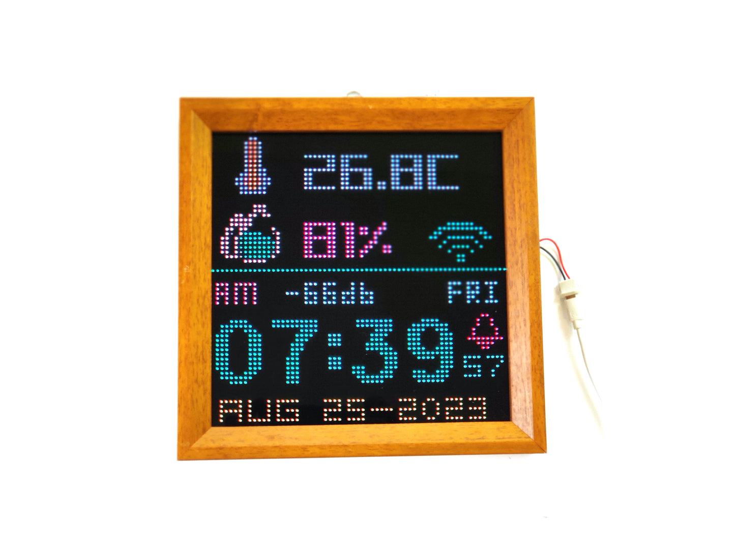 NTP Clock Digital Alarm Clock Electronic Art DIY Temperature and humidity display DHT22 Colorful LED display bedroom living room