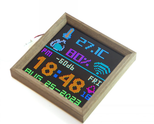 NTP Clock Digital Alarm Clock Electronic Art DIY Temperature and humidity display DHT22 Colorful LED display bedroom living room