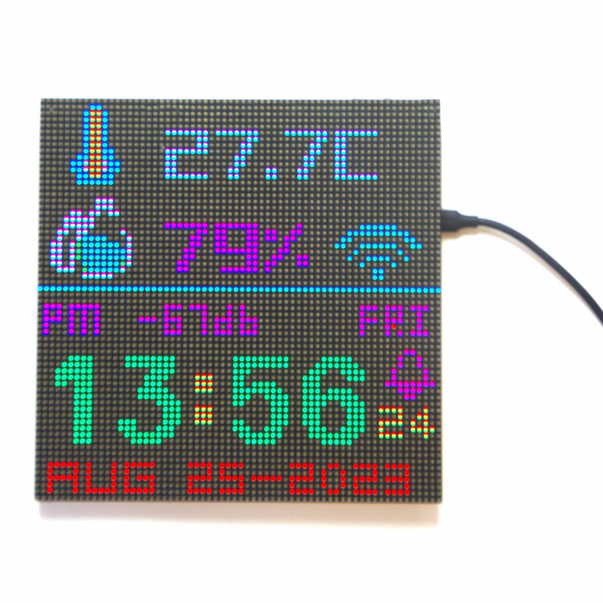 NTP Clock Digital Alarm Clock Electronic Art DIY Temperature and humidity display DHT22 Colorful LED display bedroom living room