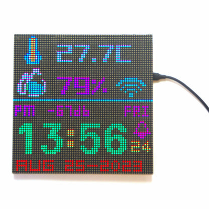 NTP Clock Digital Alarm Clock Electronic Art DIY Temperature and humidity display DHT22 Colorful LED display bedroom living room