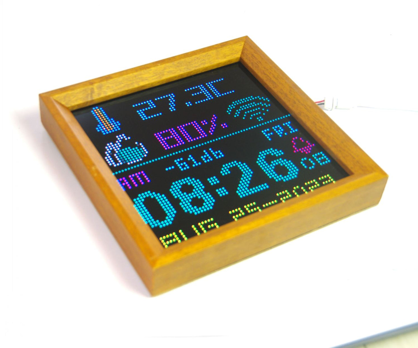 NTP Clock Digital Alarm Clock Electronic Art DIY Temperature and humidity display DHT22 Colorful LED display bedroom living room